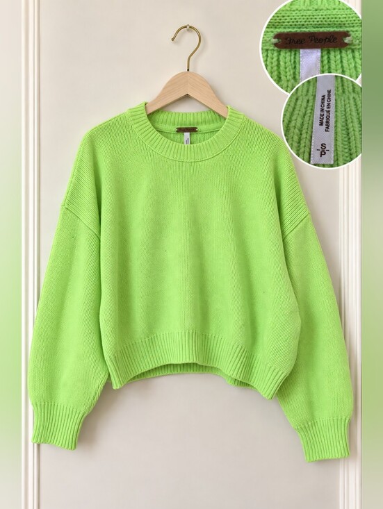 Free People Sweaters - ✨️BRAND NEW✨️ Free People Lime Green Knit Sweater 💚